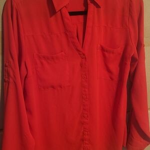 Women's Red Button-Up Blouse